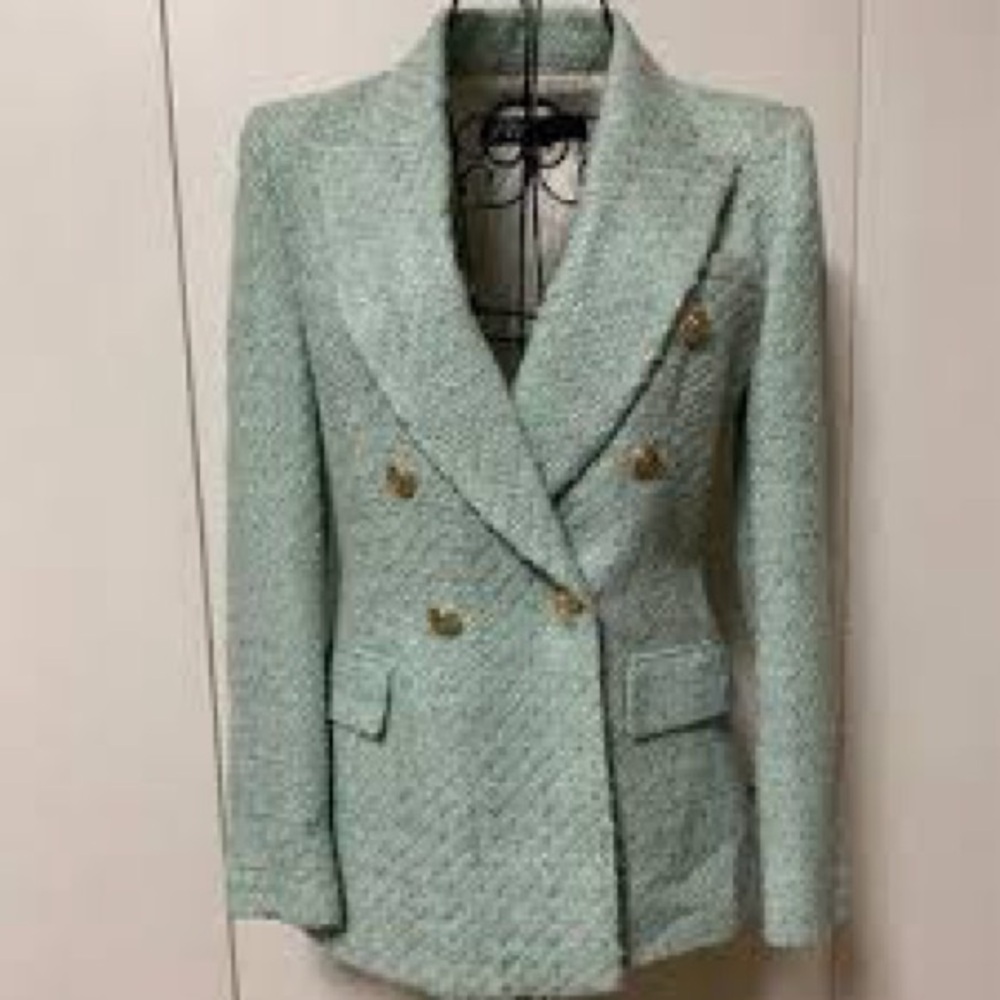 Zara Mint Green Textured Blazer